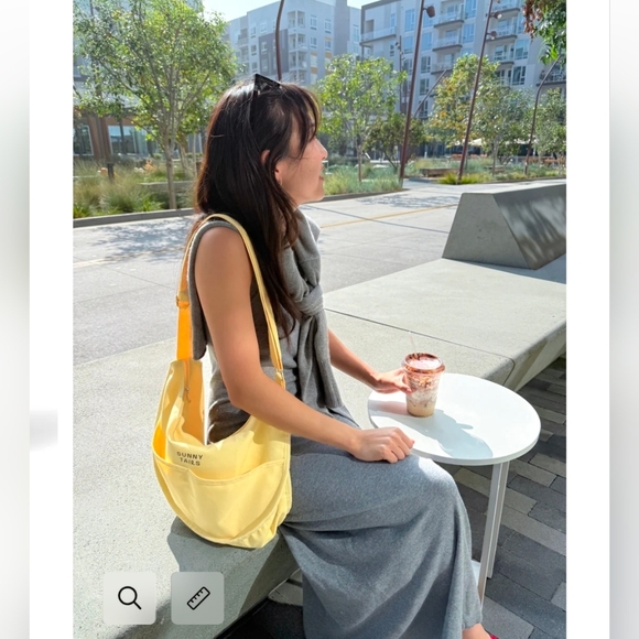 Yellow Canvas Shoulder Tote - Picture 2 of 5